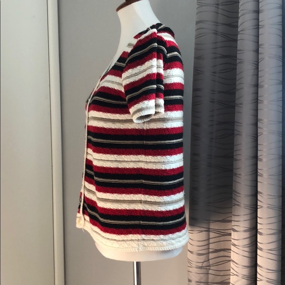 Vintage short sleeve textured button up sweater - Picture 2 of 6